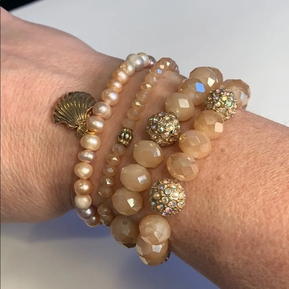 Take Me Away Glass Bead Bracelet 4 Piece Set